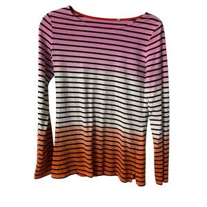 Boden Pink and White Long Sleeve Relaxed T-Shirt